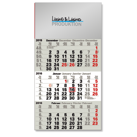 3-Monatskalender für das Folgejahr